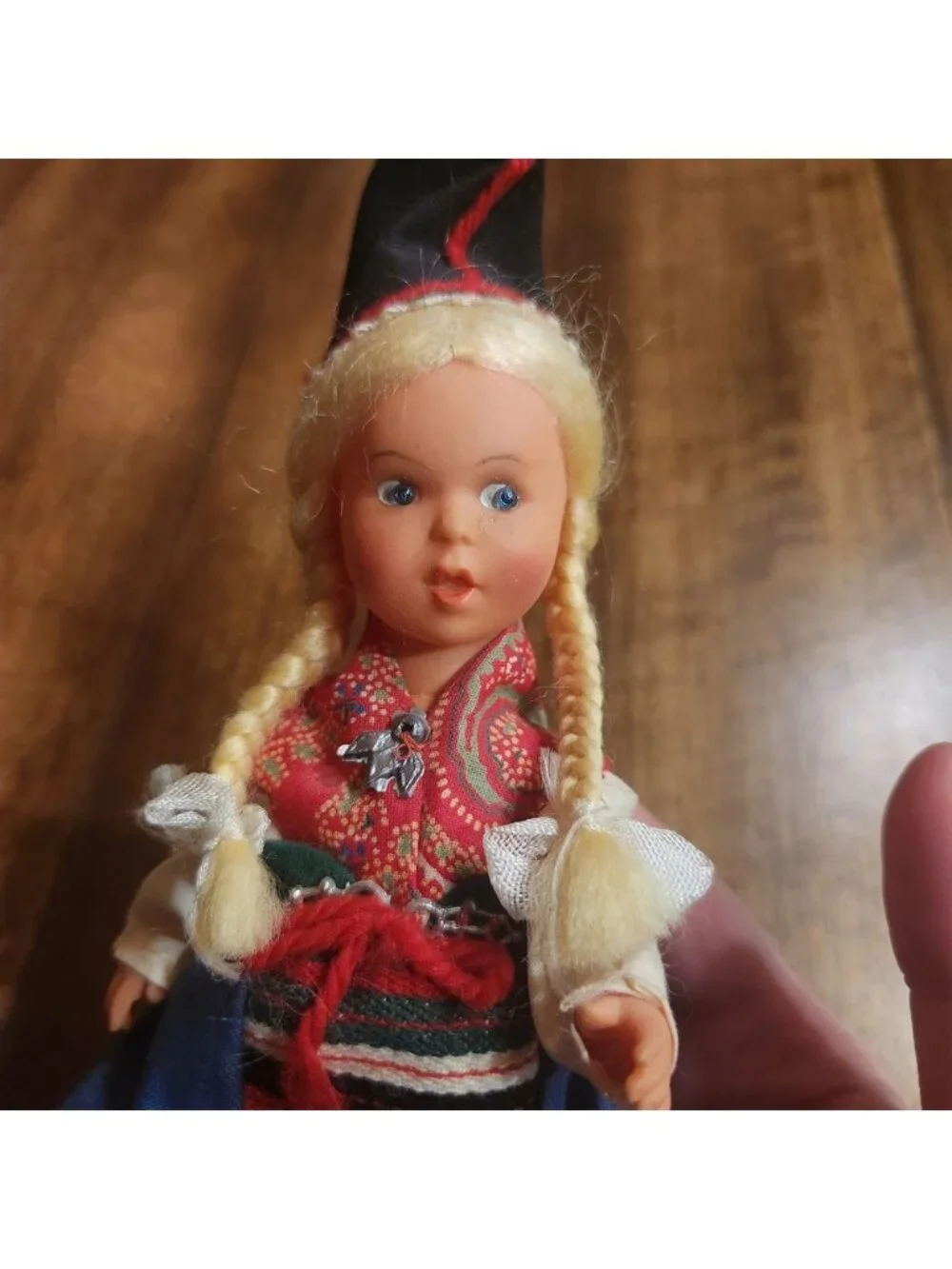 Vintage‎ Western Germany Souvenir Doll Blonde Braids Traditional Folk Costume